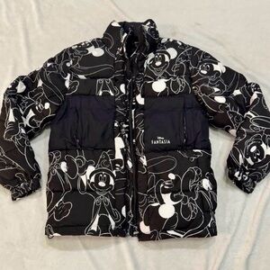 Disney Black/White Sorcerer Mickey Puffer Jacket Limited Edition